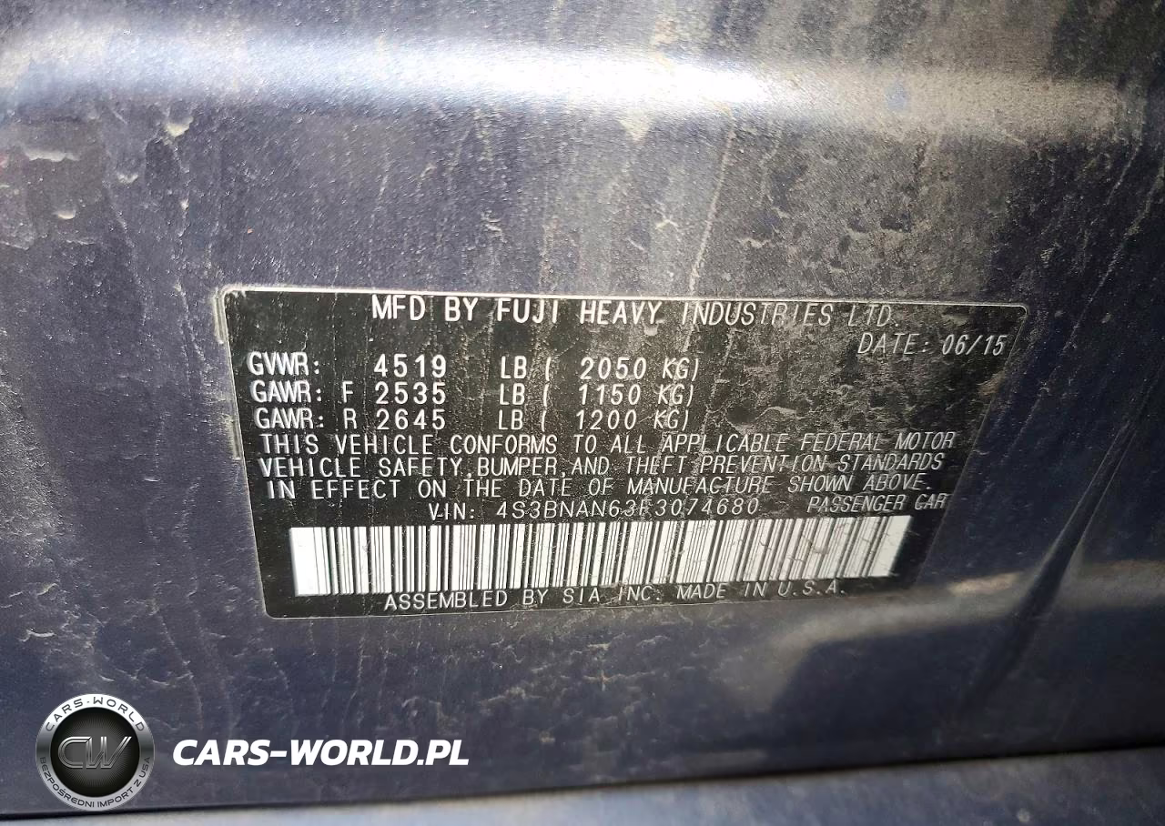 2015 Subaru Legacy 2.5I Limited VIN:4S3BNAN63F3074680 - 13