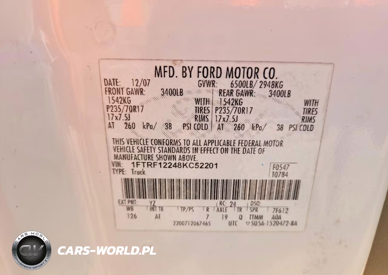 2008 Ford F150 VIN:1FTRF12248KC52201 - 12