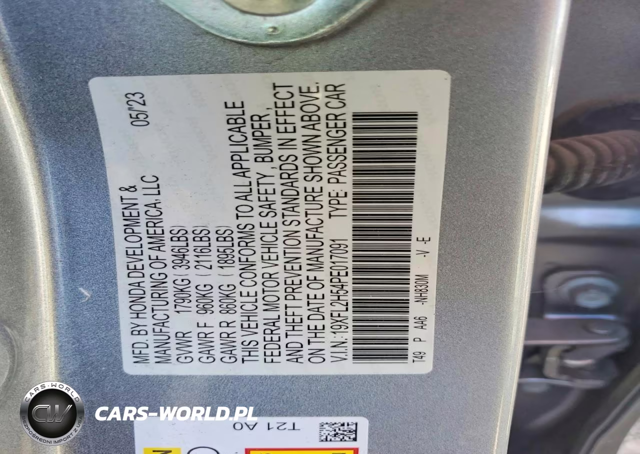 2023 Honda Civic Lx VIN:19XFL2H54PE017091 - 12