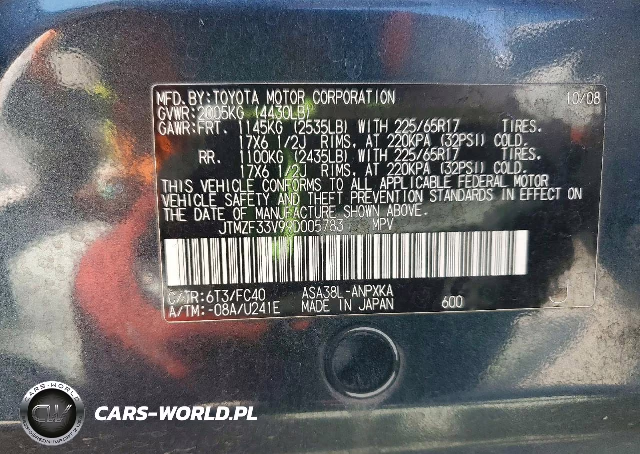 2009 Toyota Rav4 Base VIN:JTMZF33V99D005783 - 12
