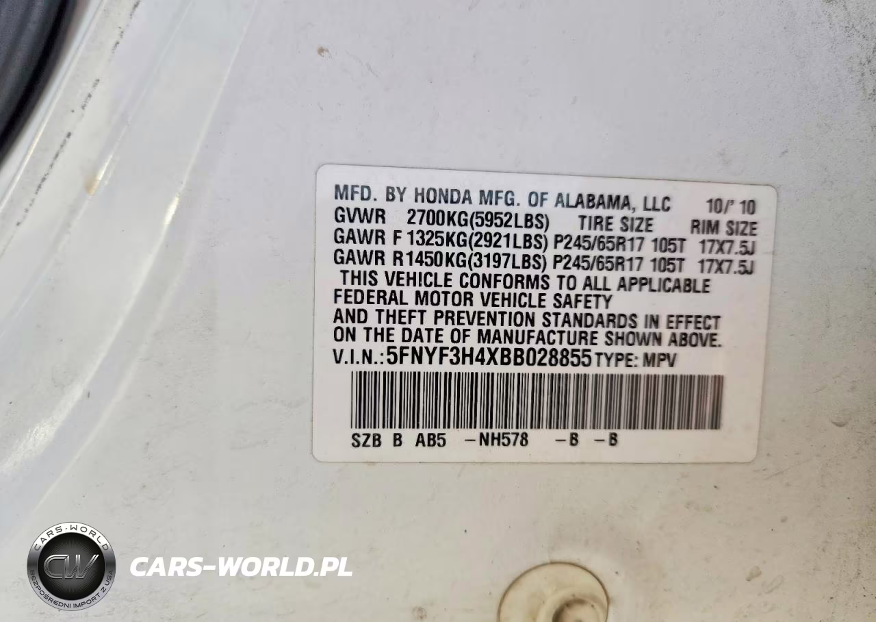 2011 Honda Pilot Ex VIN:5FNYF3H4XBB028855 - 13