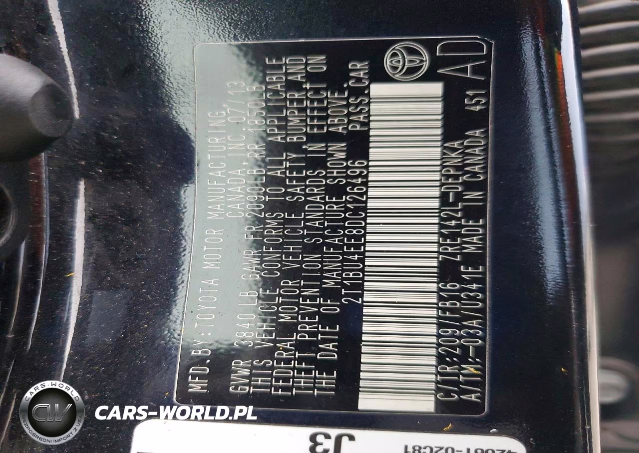 2013 Toyota Corolla Le VIN:2T1BU4EE8DC126496 - 13