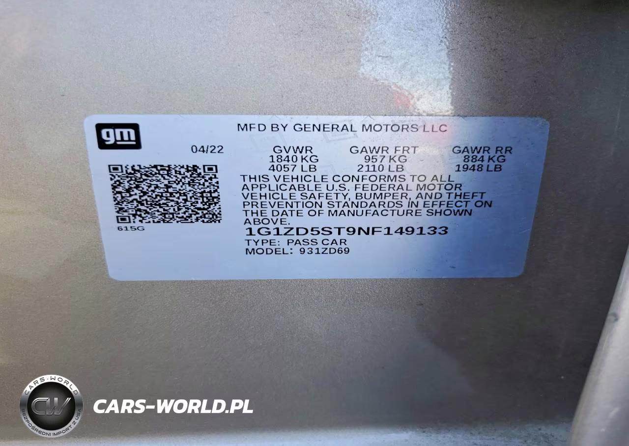 2022 Chevrolet Malibu Lt VIN:1G1ZD5ST9NF149133 - 12