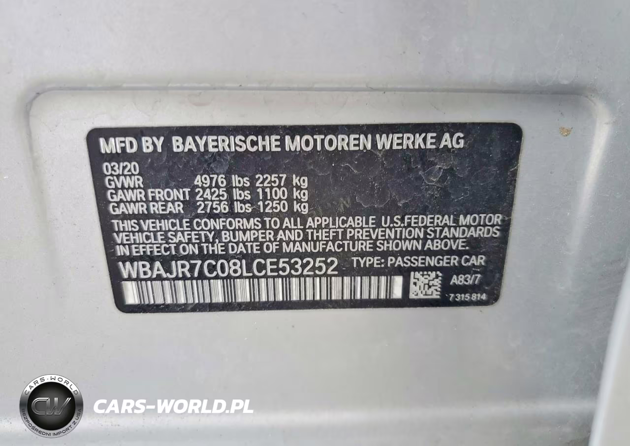 2020 BMW 530 Xi VIN:WBAJR7C08LCE53252 - 12