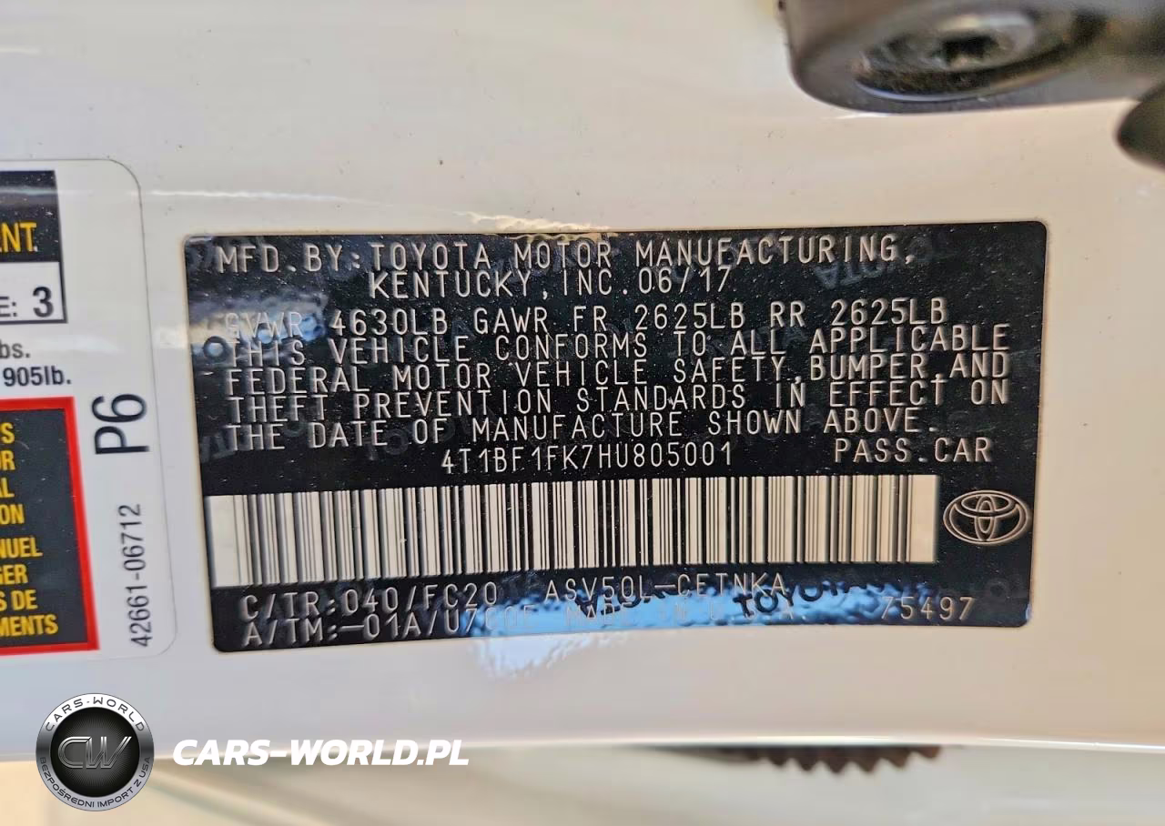 TOYOTA CAMRY LE VIN:4T1BF1FK7HU805001 - 12