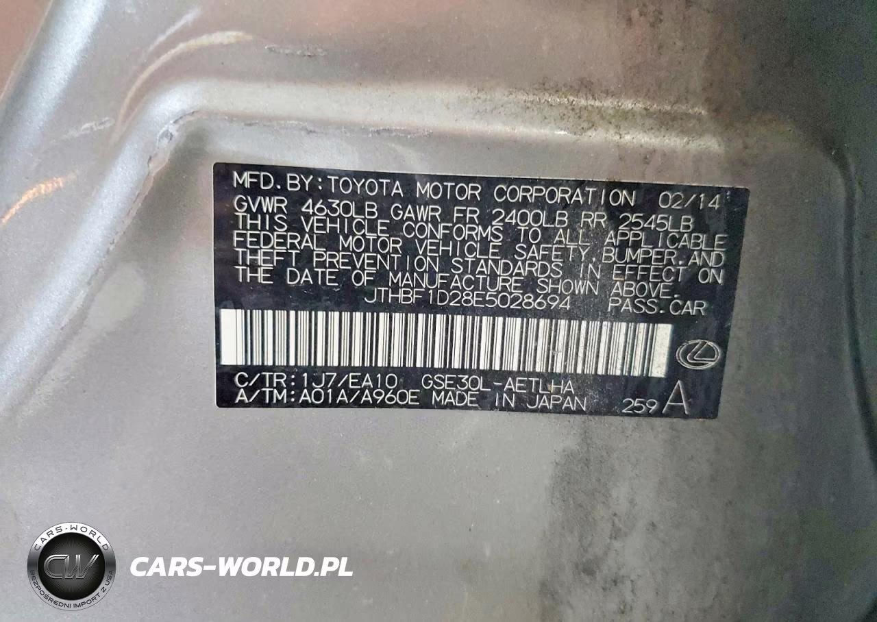 2014 Lexus Is 250 VIN:JTHBF1D28E5028694 - 12