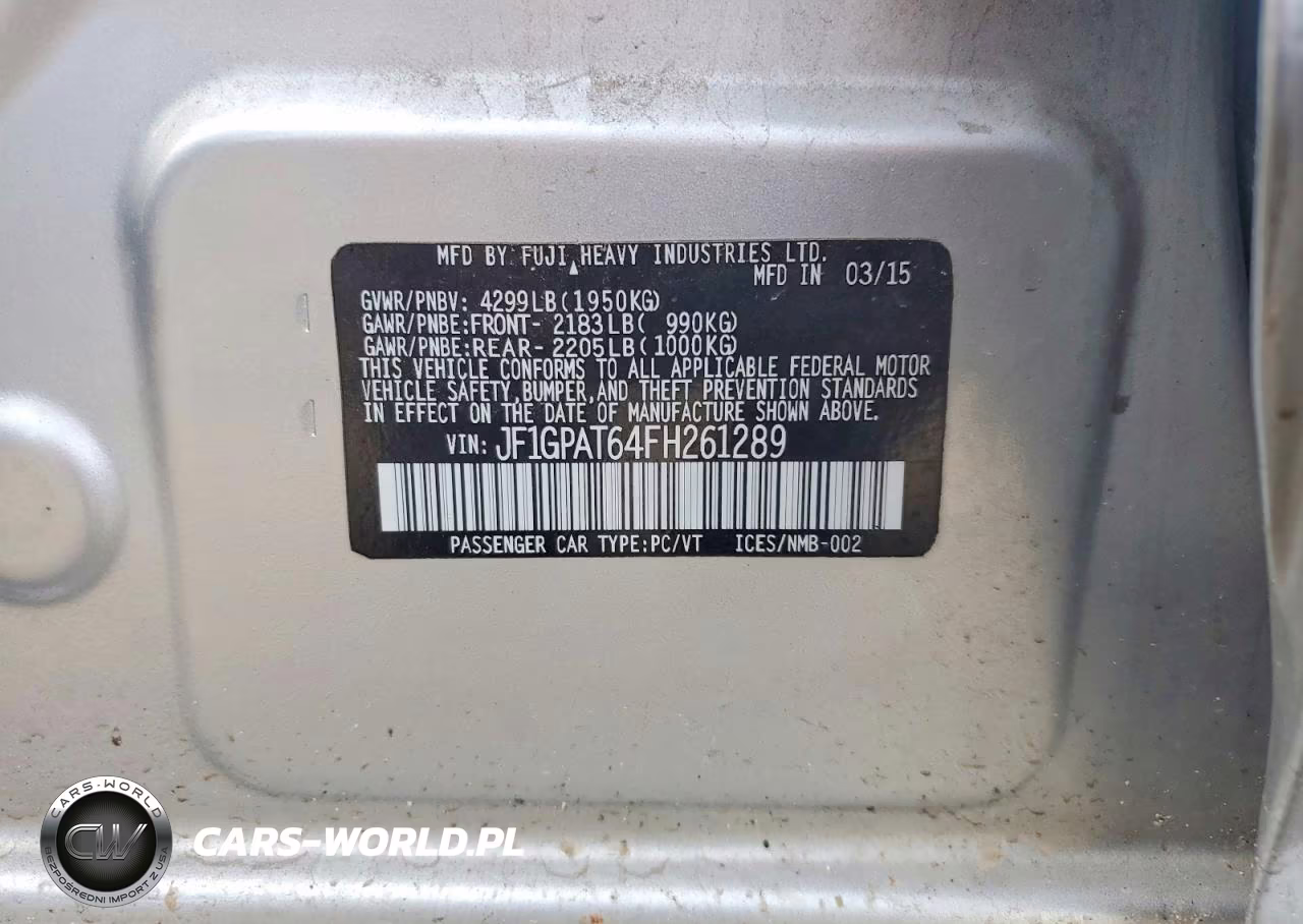 2015 Subaru Impreza Sport VIN:JF1GPAT64FH261289 - 12
