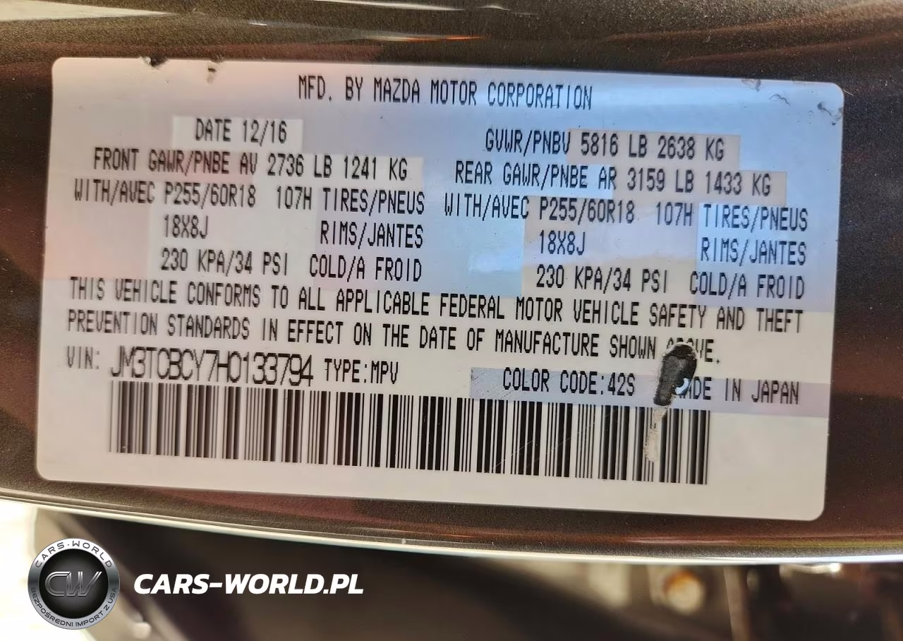 2017 Mazda Cx-9 Touring VIN:JM3TCBCY7H0133794 - 13