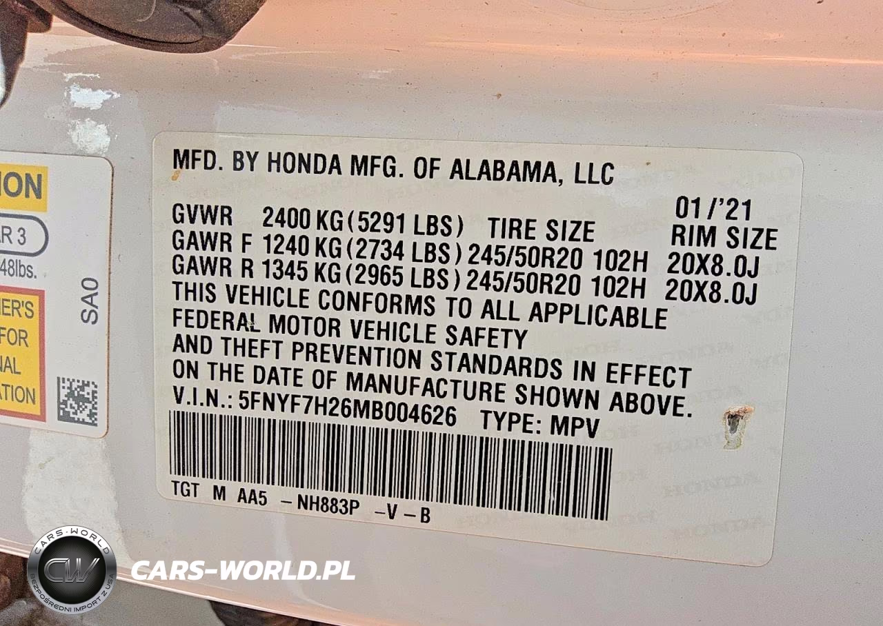 2021 Honda Passport Sport VIN:5FNYF7H26MB004626 - 13