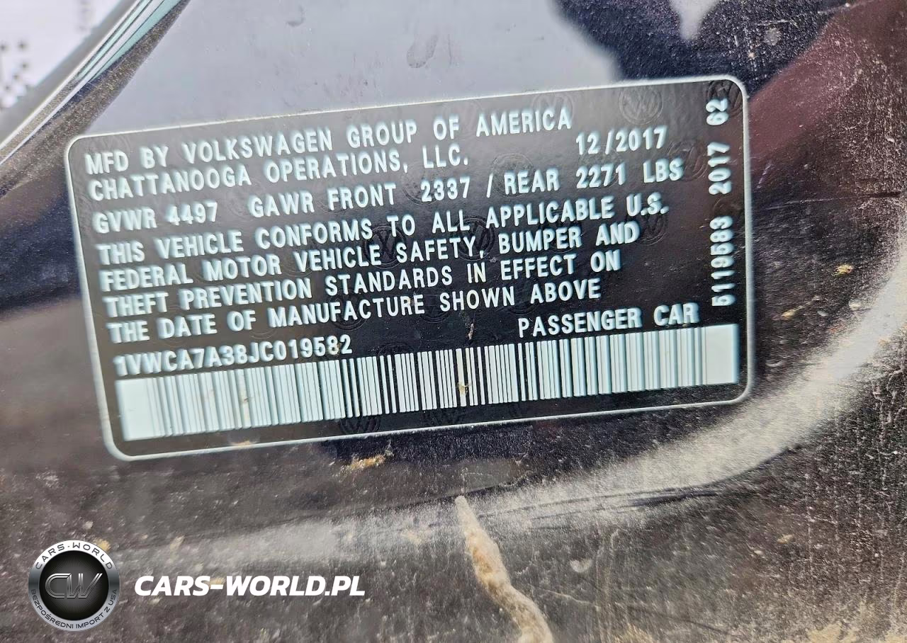 2018 Volkswagen Passat Sel Premium VIN:1VWCA7A38JC019582 - 12