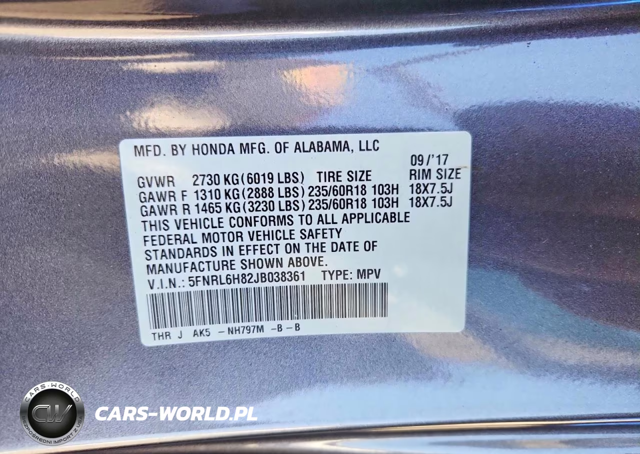 2018 Honda Odyssey Touring VIN:5FNRL6H82JB038361 - 13
