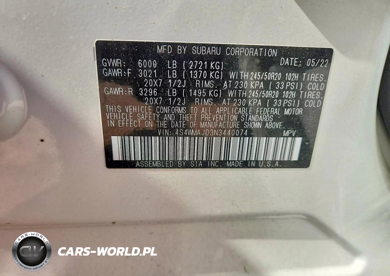 2022 Subaru Ascent Onyx Edition VIN:4S4WMAJD3N3440074 - 13
