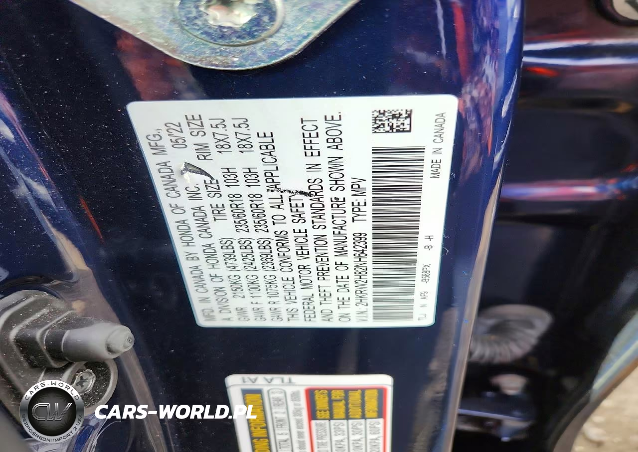 2022 Honda Cr-V Exl VIN:2HKRW2H82NH642399 - 13