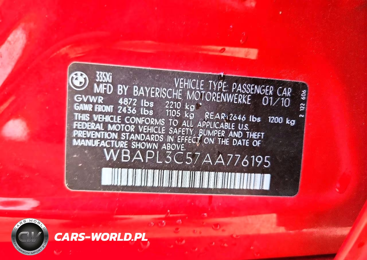 2010 BMW 335 Xi VIN:WBAPL3C57AA776195 - 12