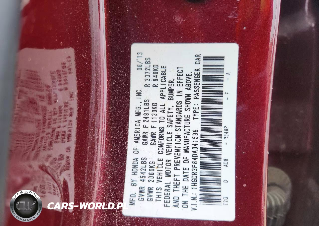 2013 Honda Accord Exl VIN:1HGCR3F84DA041539 - 12