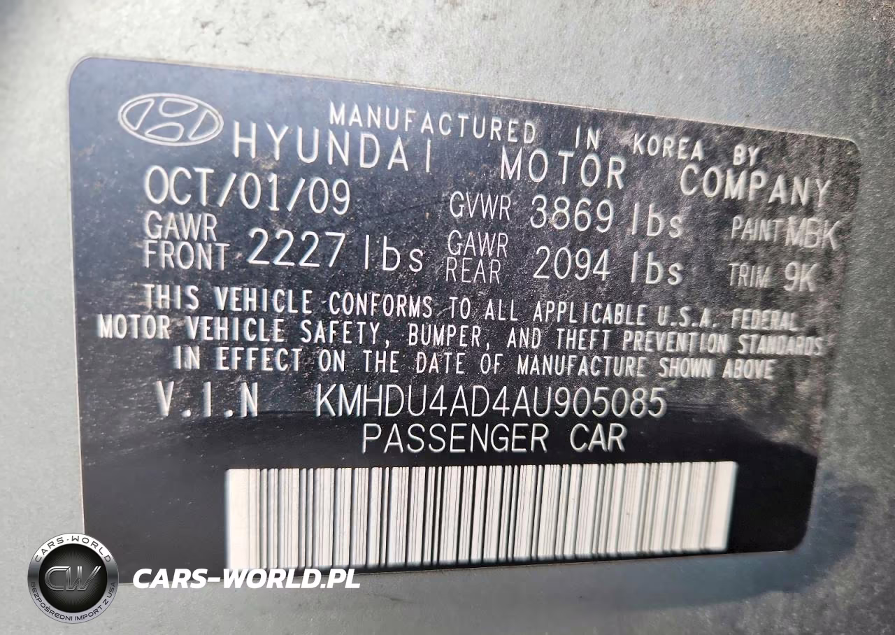 2010 Hyundai Elantra Gls VIN:KMHDU4AD4AU905085 - 12