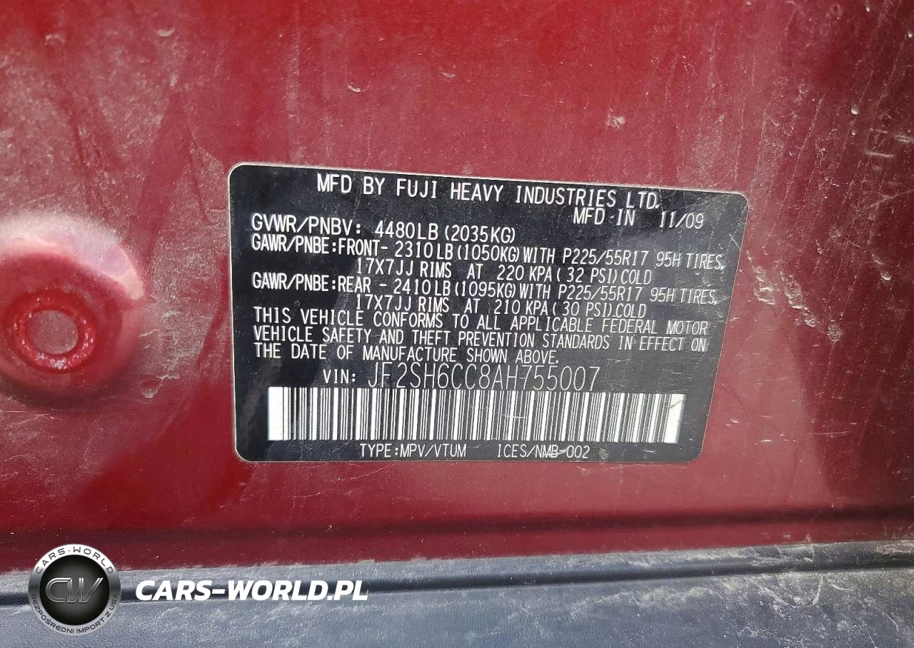 2010 Subaru Forester 2.5X Premium VIN:JF2SH6CC8AH755007 - 12