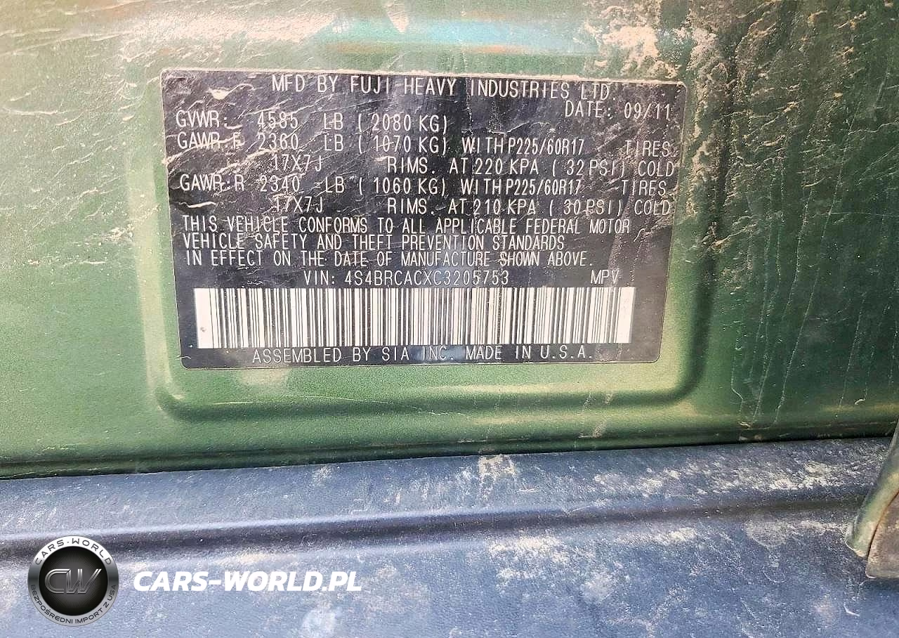 2012 Subaru Outback 2.5I VIN:4S4BRCACXC3205753 - 13