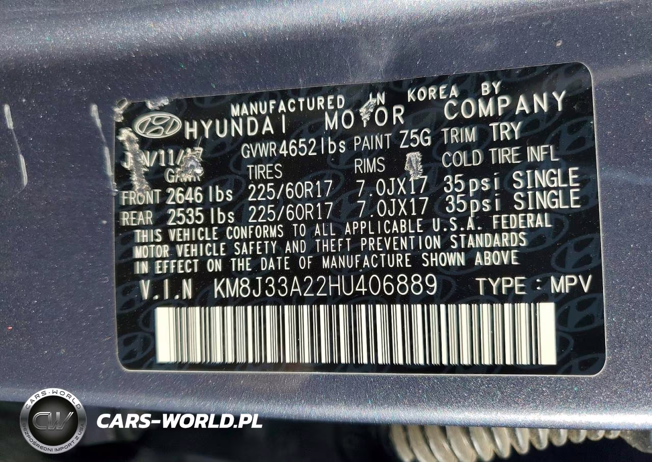 2017 Hyundai Tucson Eco VIN:KM8J33A22HU406889 - 12