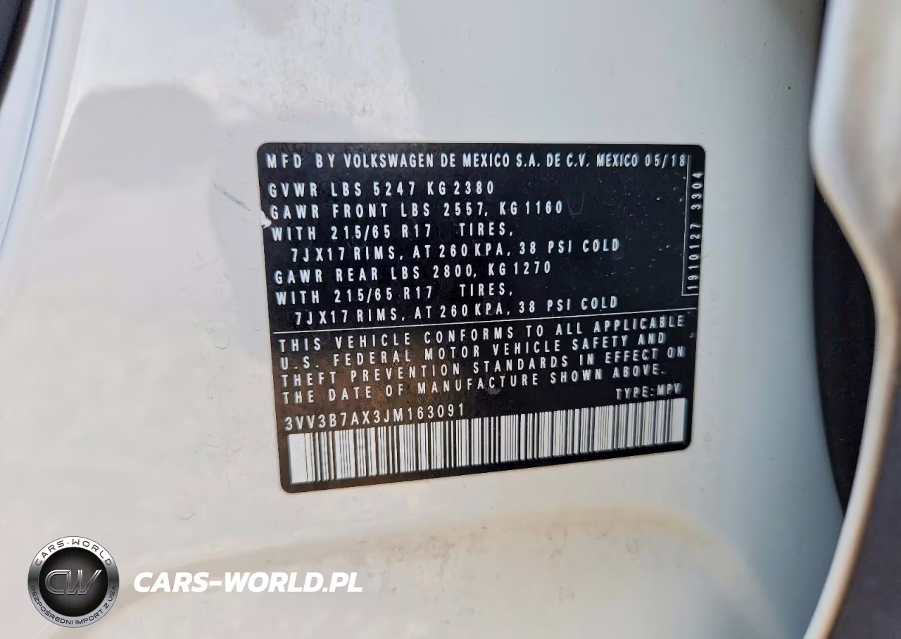 2018 Volkswagen Tiguan Se VIN:3VV3B7AX3JM163091 - 14