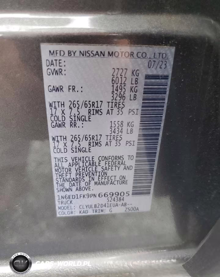 2023 Nissan Frontier Sv VIN:1N6ED1FK9PN669905 - 12