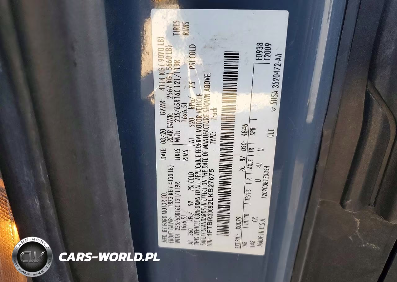 2020 Ford Transit T-250 VIN:1FTBR3X82LKB27675 - 13