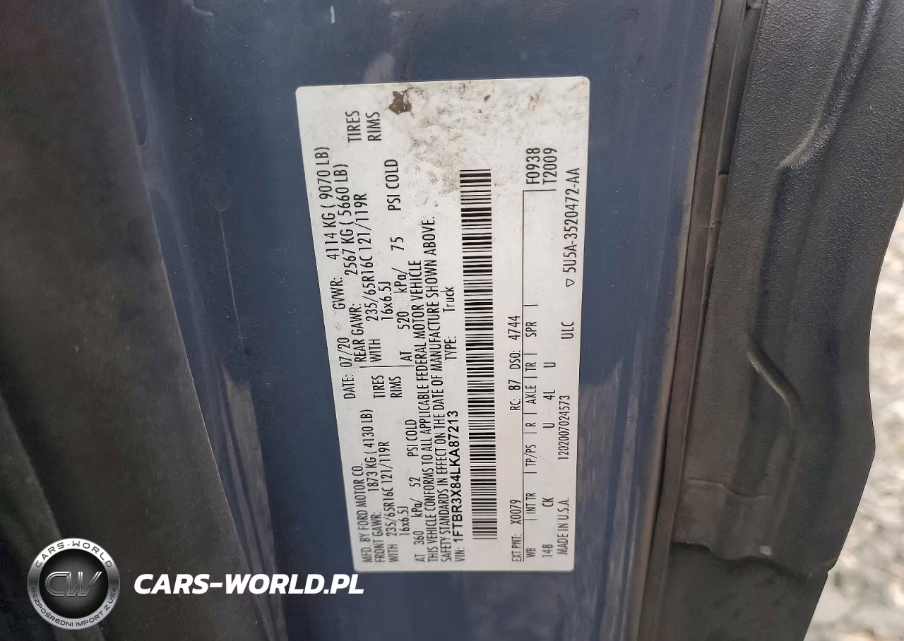 2020 Ford Transit 250 Delivery Van VIN:1FTBR3X84LKA87213 - 13