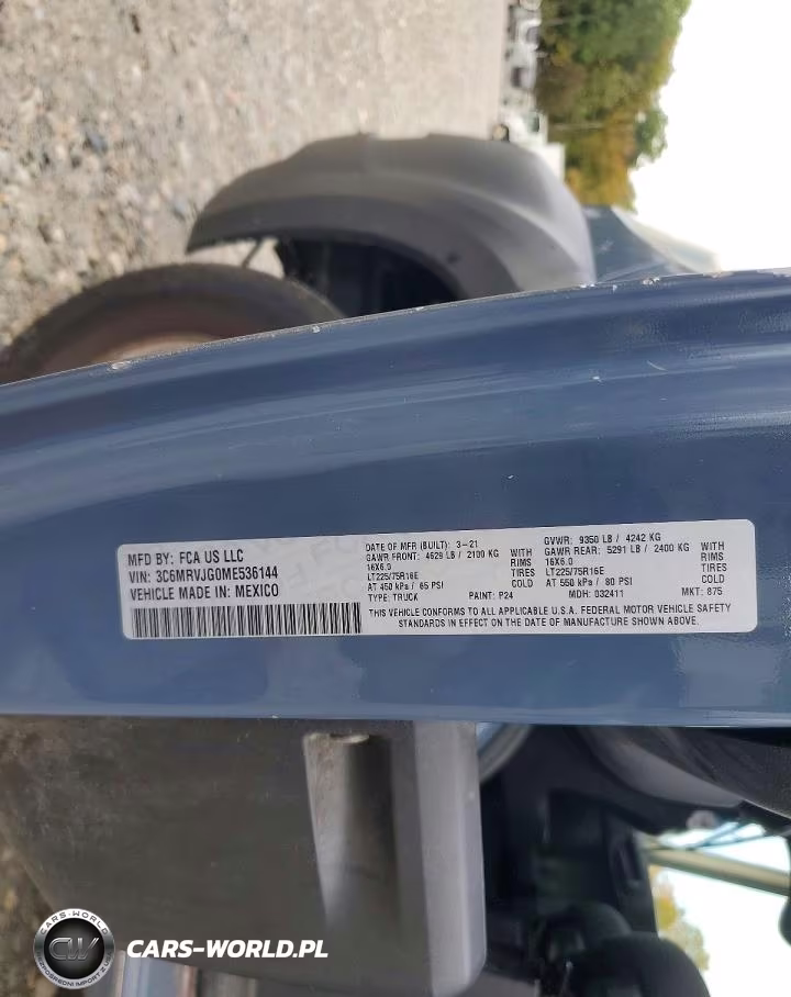 2021 Ram Promaster 3500 Delivery Van VIN:3C6MRVJG0ME536144 - 13