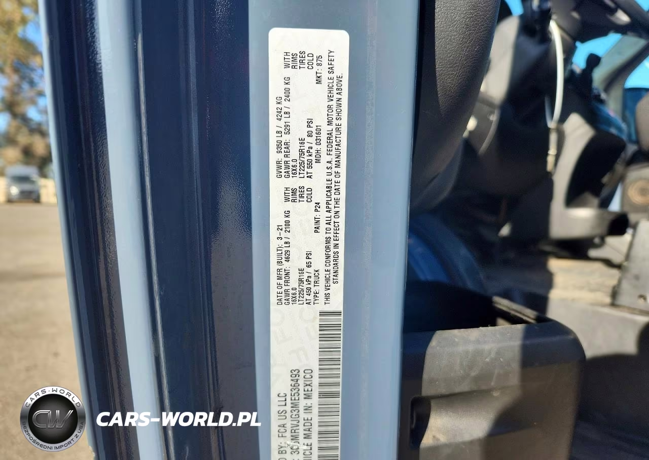 2021 Ram Promaster 3500 Delivery Van VIN:3C6MRVJG3ME536493 - 13