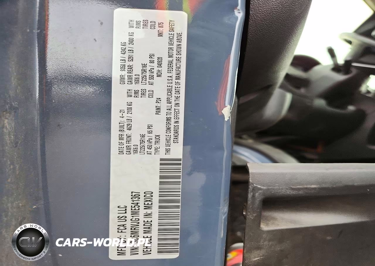 2021 Ram Promaster 3500 Delivery Van VIN:3C6MRVJG1ME541367 - 13