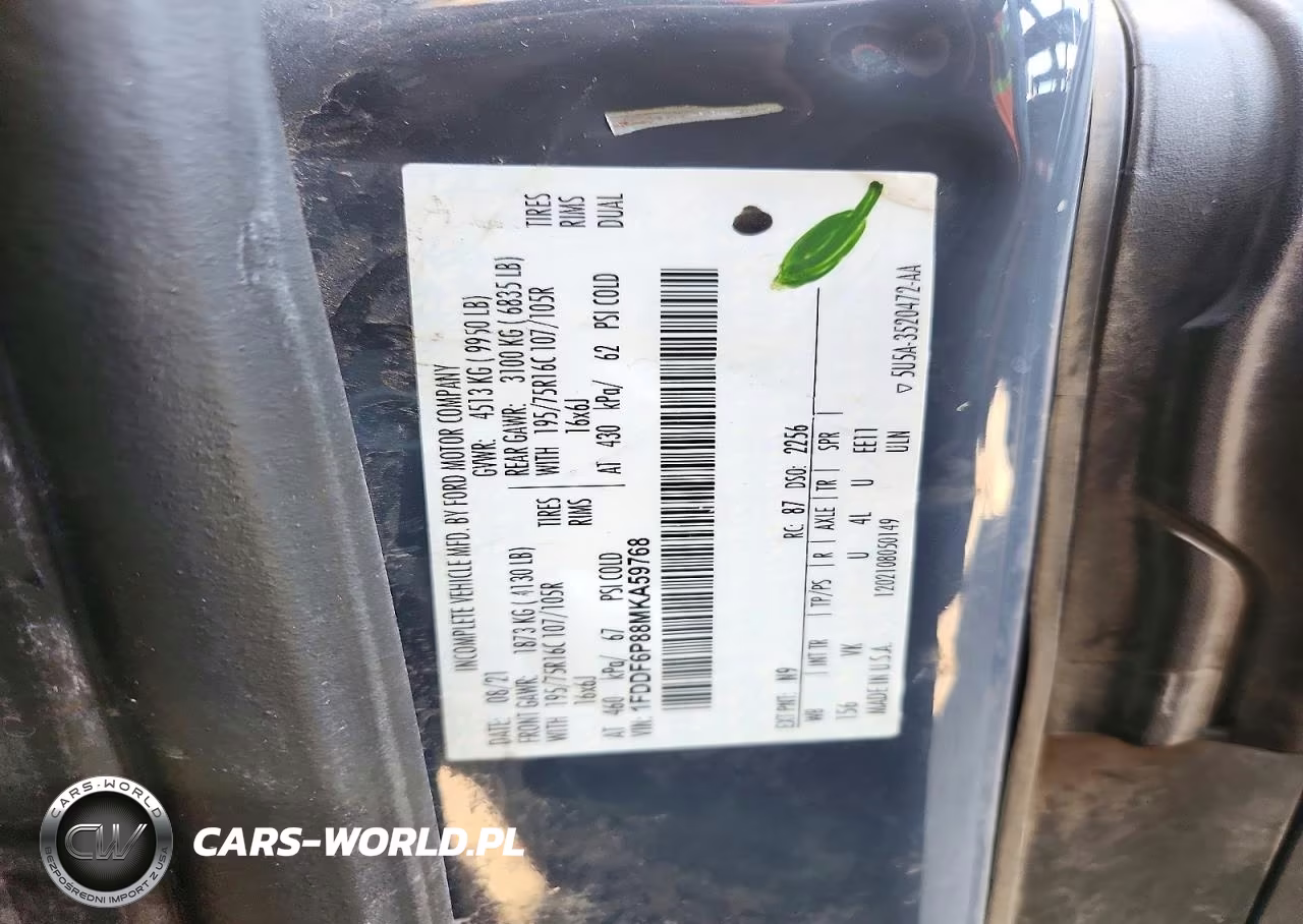 2021 Ford Transit Delivery Truck VIN:1FDDF6P88MKA59768 - 12