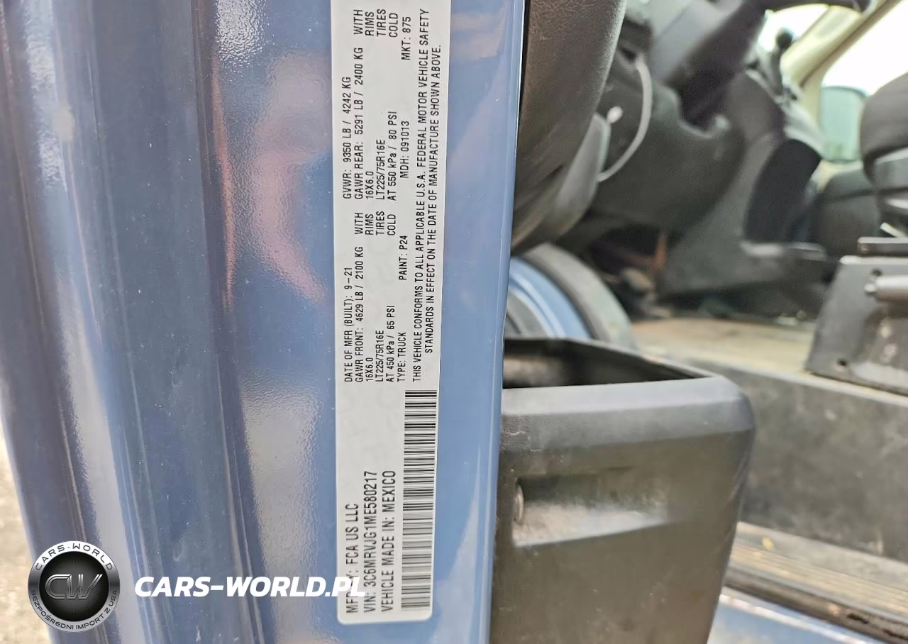 2021 Ram Promaster 3500 Delivery Van VIN:3C6MRVJG1ME580217 - 12