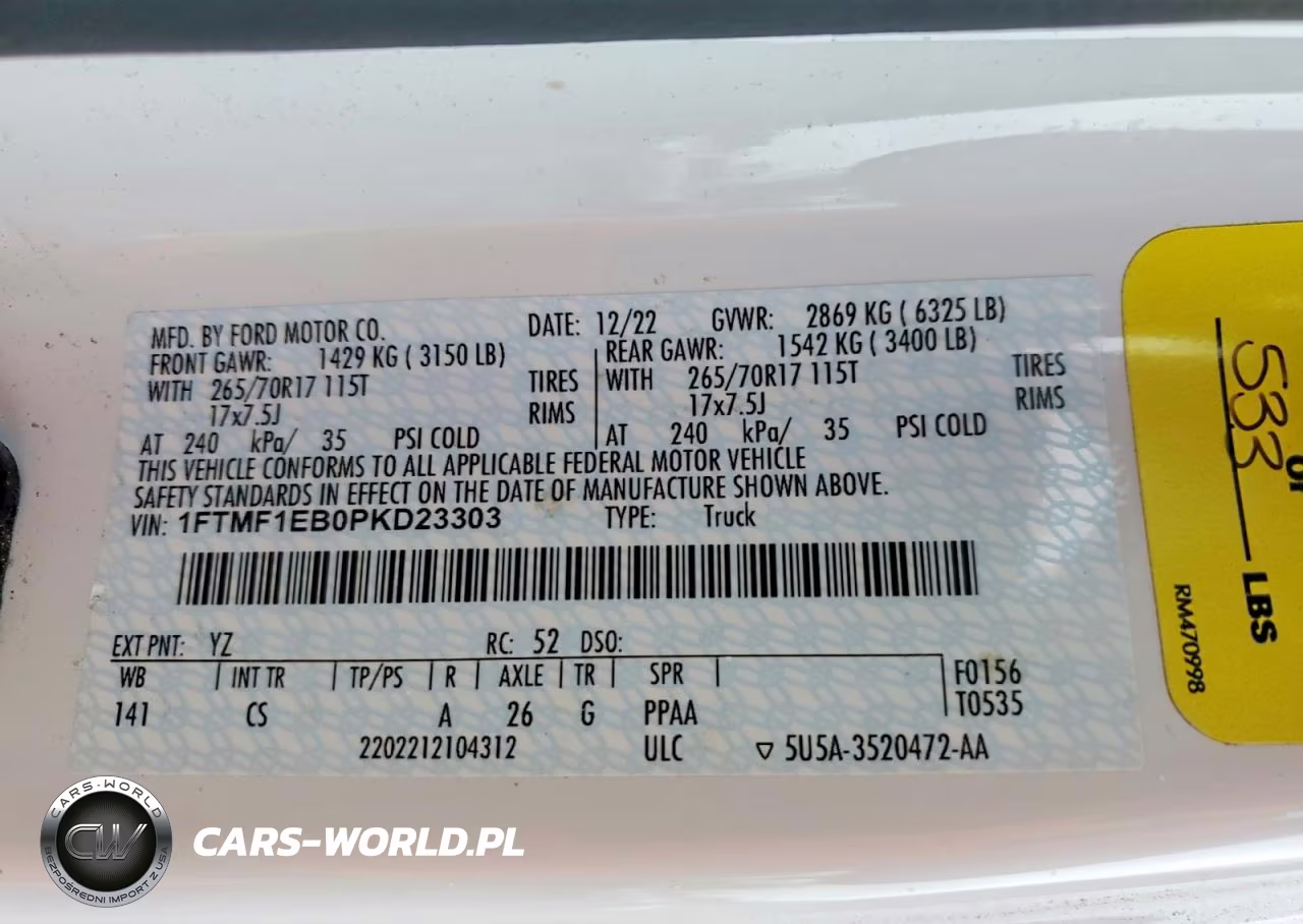 2023 Ford F150 Xl VIN:1FTMF1EB0PKD23303 - 12