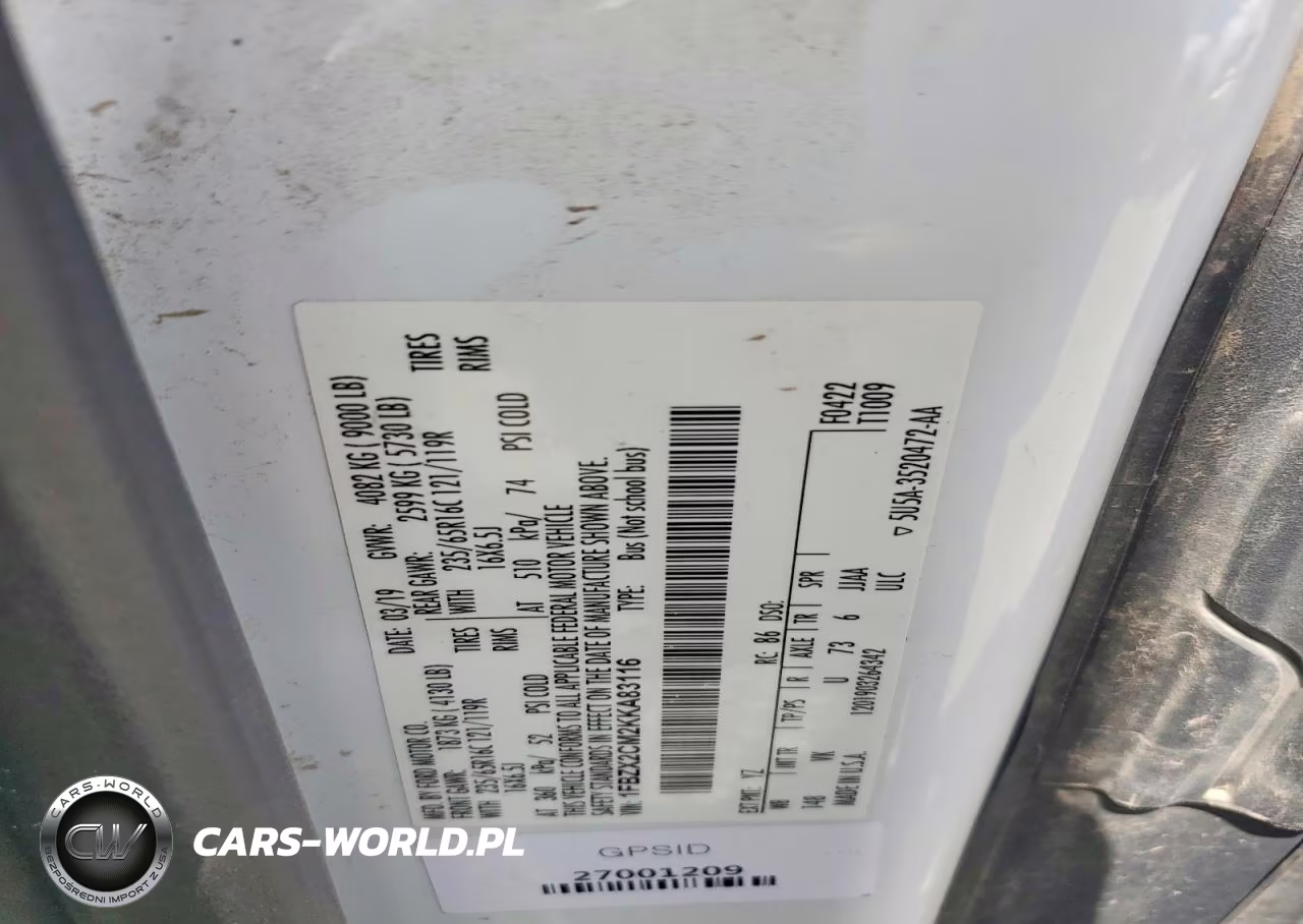 2019 Ford Transit-350 Xl VIN:1FBZX2CM2KKA83116 - 12