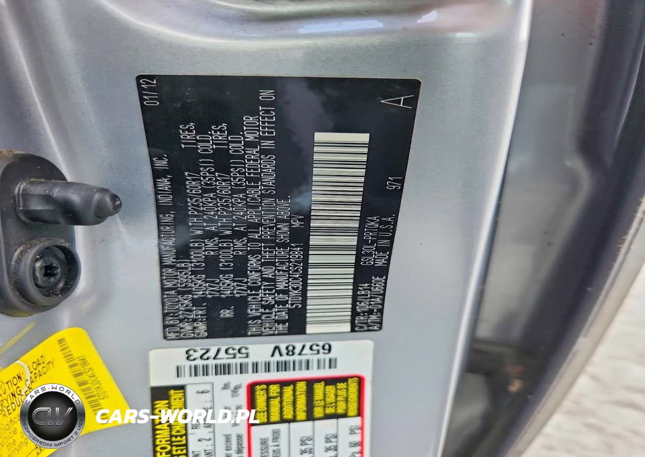2012 Toyota Sienna Xle 8-Passenger VIN:5TDYK3DC4CS219841 - 12