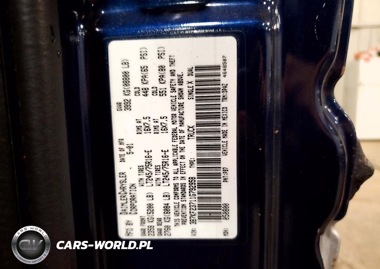 2001 Dodge Ram 2500 VIN:3B7KF23711G792958 - 13