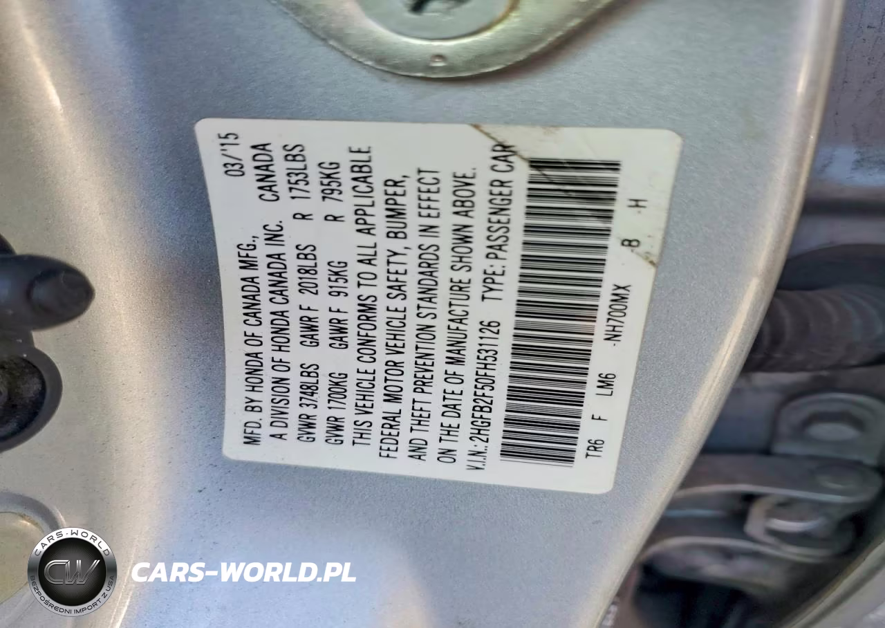 2015 Honda Civic Lx VIN:2HGFB2F50FH531126 - 12