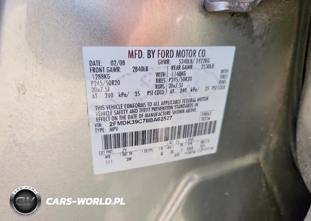 2008 Ford Edge Limited VIN:2FMDK39C78BA62527 - 13
