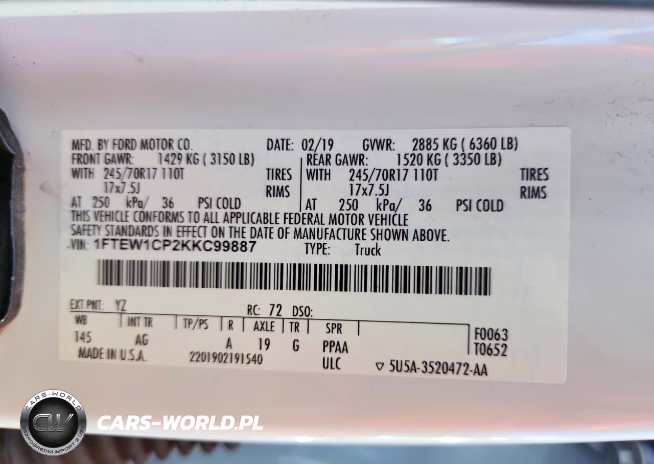 2019 Ford F150 Supercrew VIN:1FTEW1CP2KKC99887 - 12