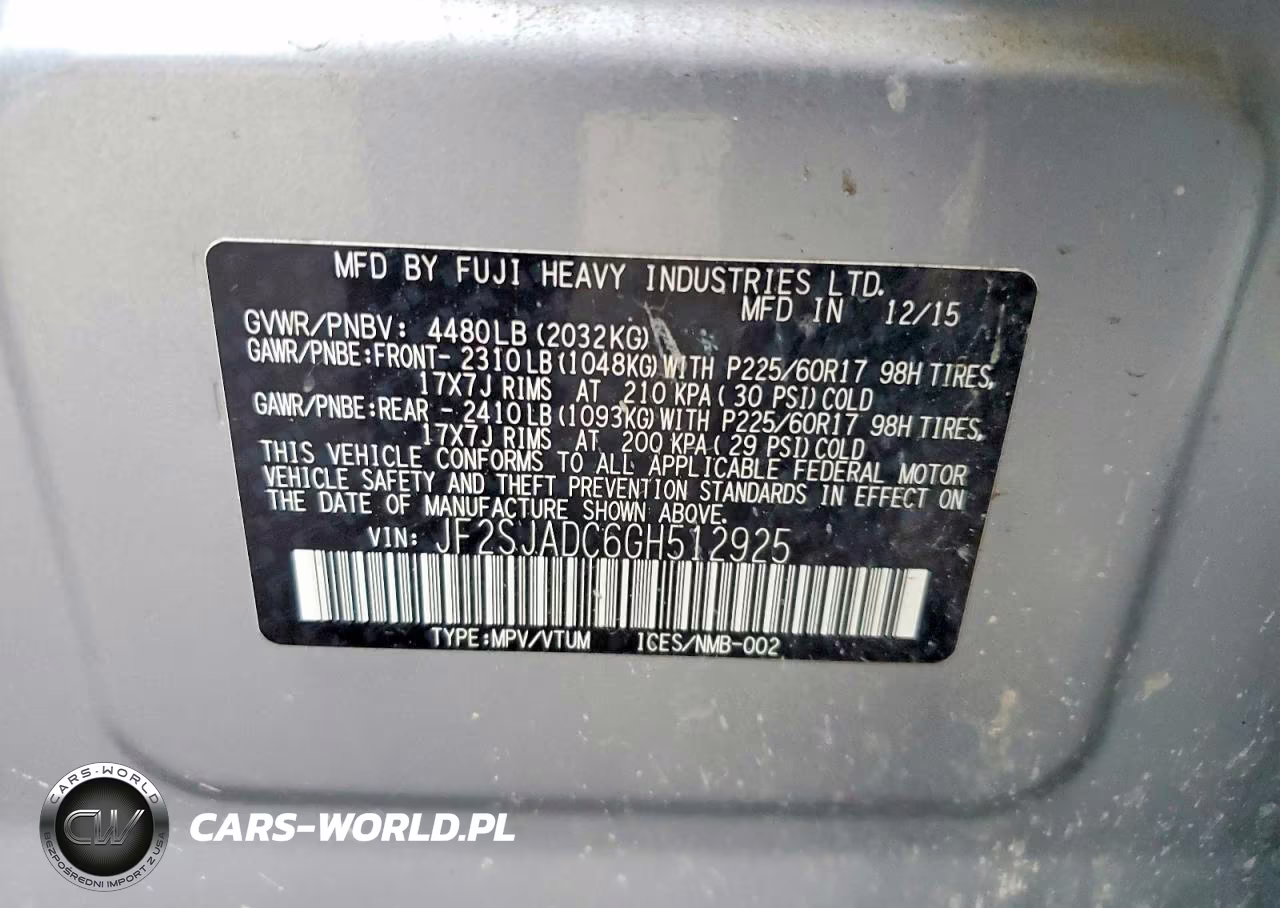 2016 Subaru Forester 2.5I Premium VIN:JF2SJADC6GH512925 - 14
