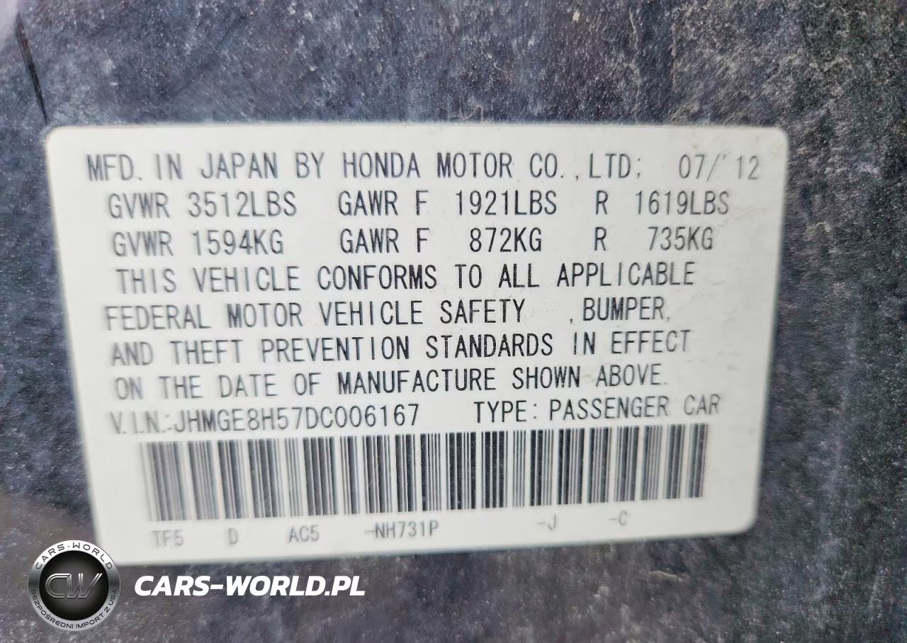 2013 Honda Fit Sport VIN:JHMGE8H57DC006167 - 12