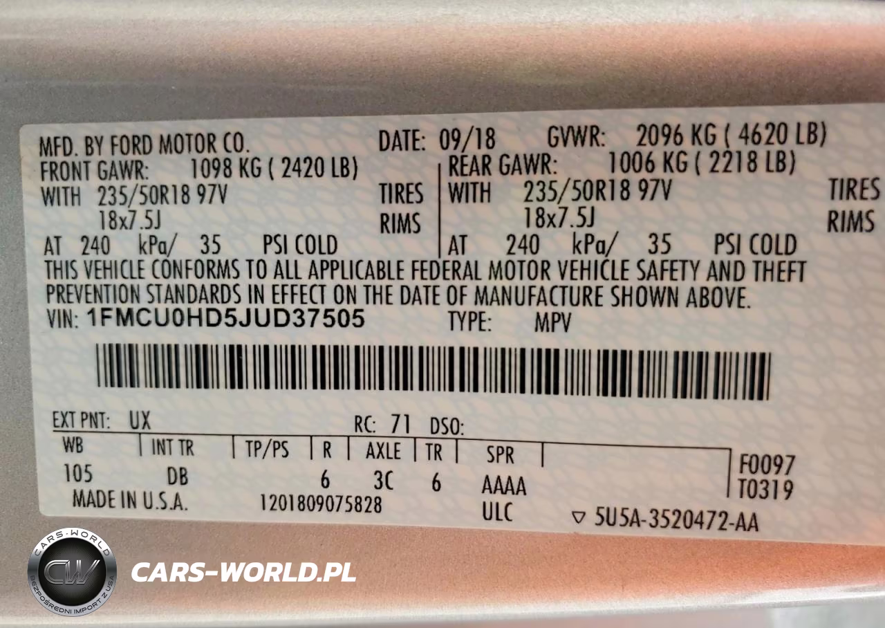 2018 Ford Escape Sel VIN:1FMCU0HD5JUD37505 - 14