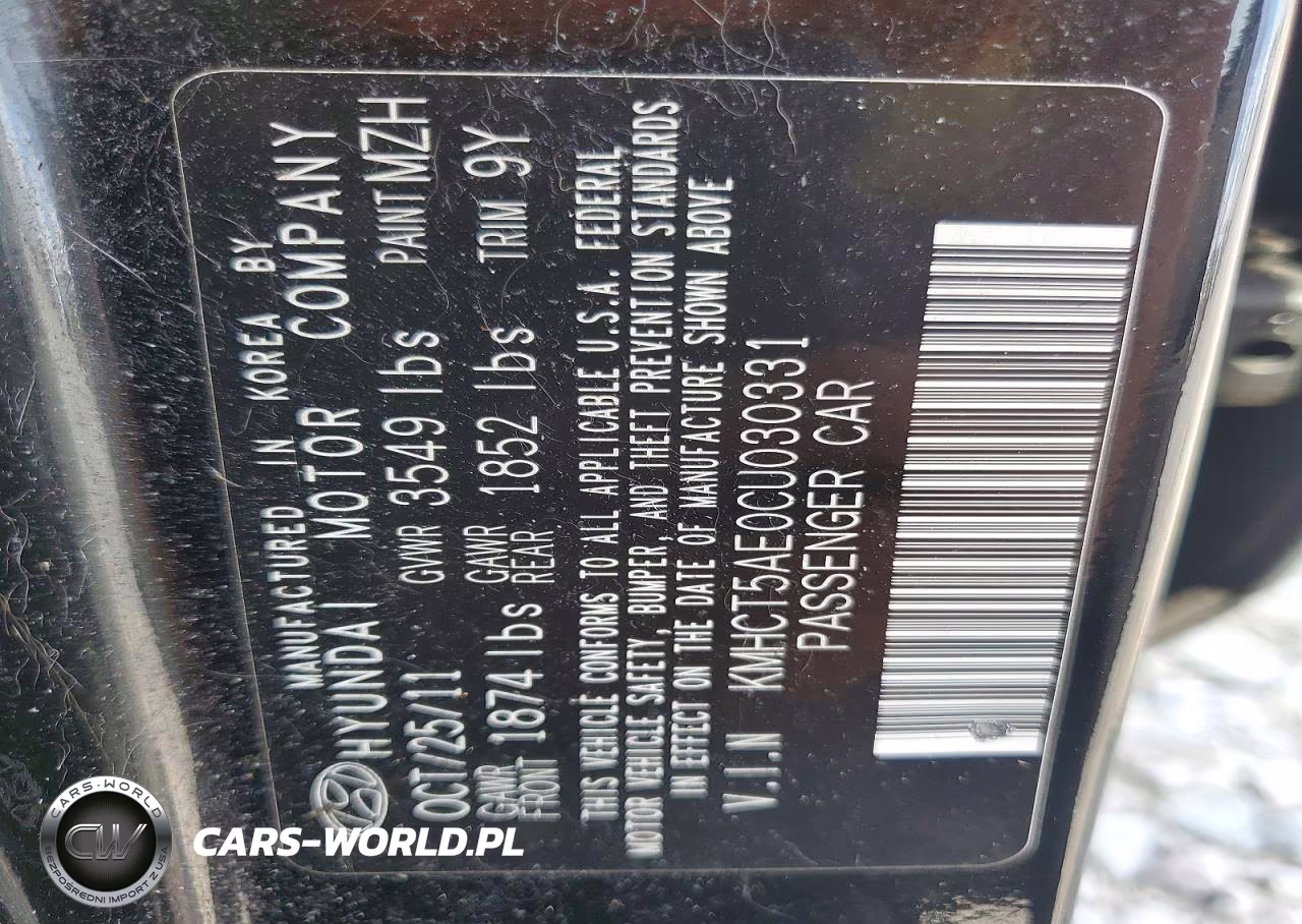2012 Hyundai Accent Gs VIN:KMHCT5AE0CU030331 - 12