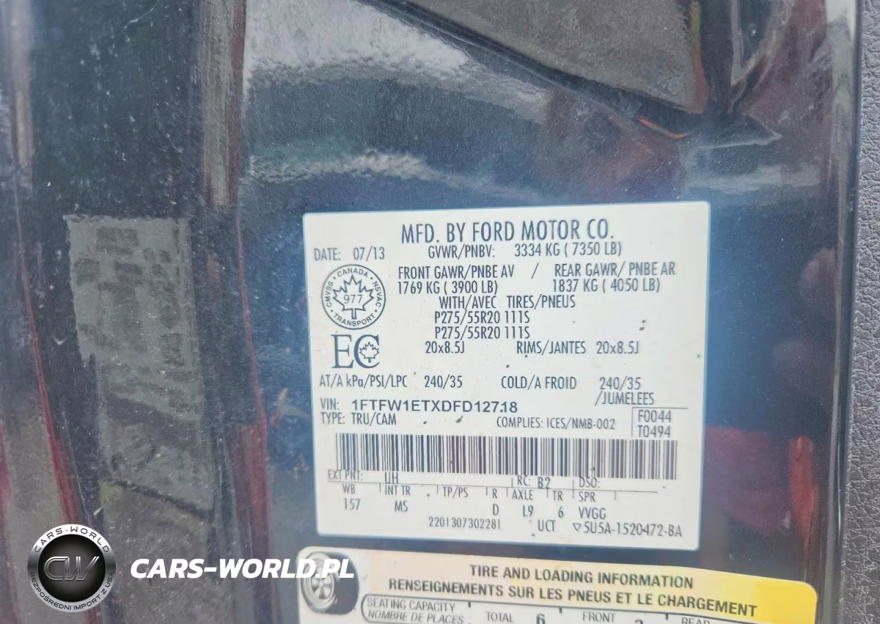 2013 Ford F150 Supercrew VIN:1FTFW1ETXDFD12718 - 12