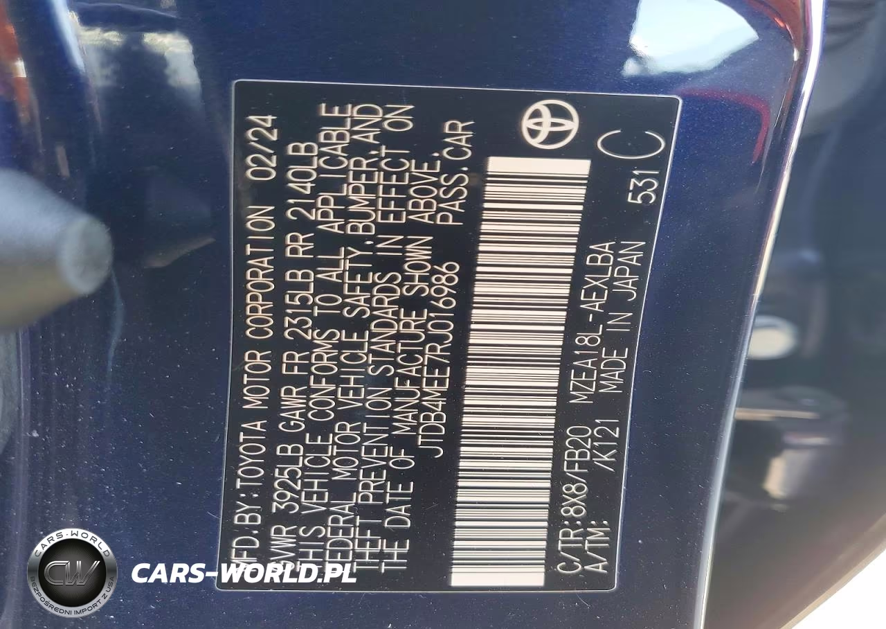 2024 Toyota Corolla Le VIN:JTDB4MEE7RJ016986 - 12