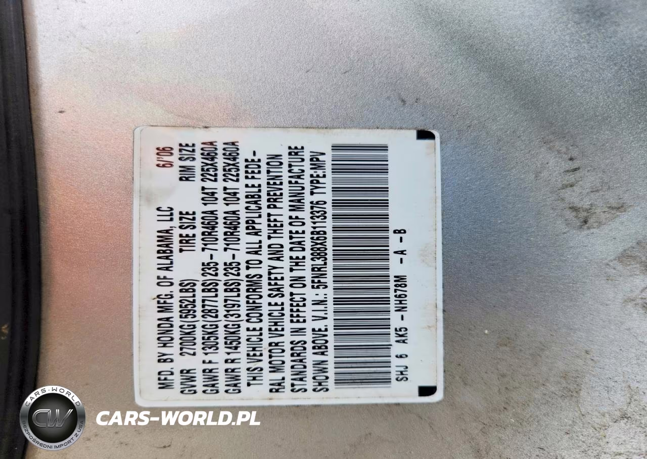 2006 Honda Odyssey Touring VIN:5FNRL388X6B113376 - 13