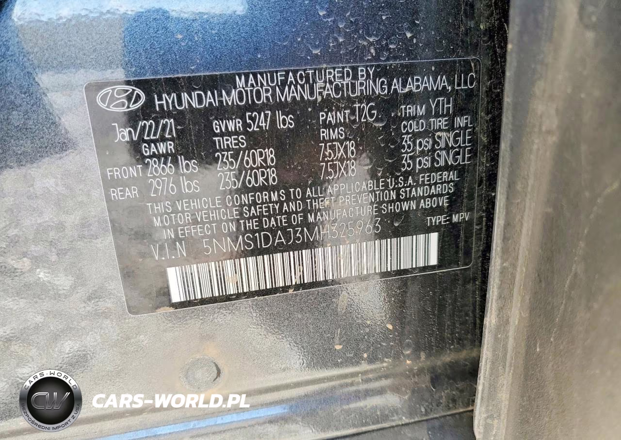 2021 Hyundai Santa Fe Se VIN:5NMS1DAJ3MH325963 - 13
