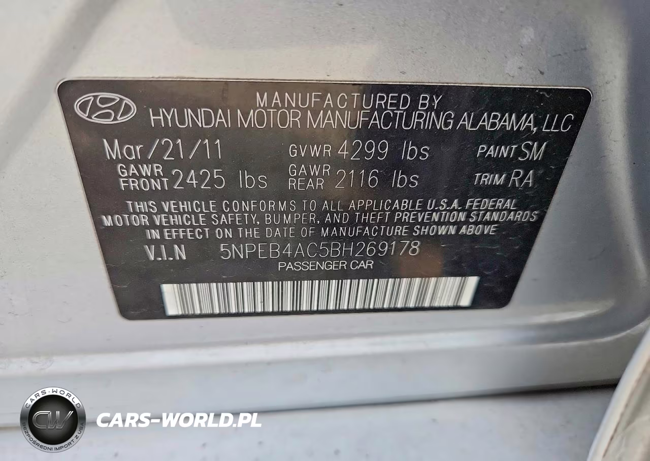 2011 Hyundai Sonata Gls VIN:5NPEB4AC5BH269178 - 12