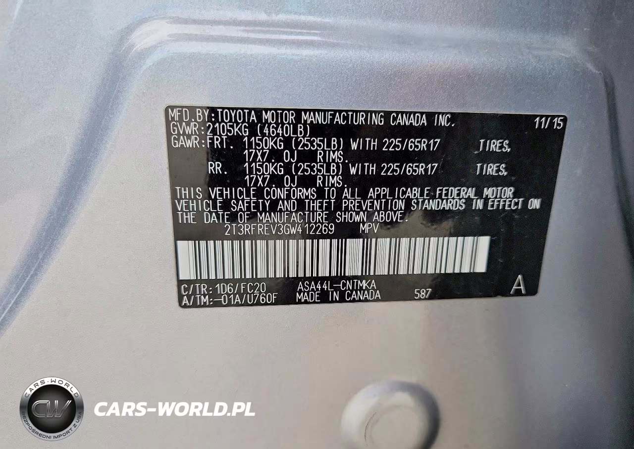 2016 Toyota Rav4 Xle VIN:2T3RFREV3GW412269 - 12