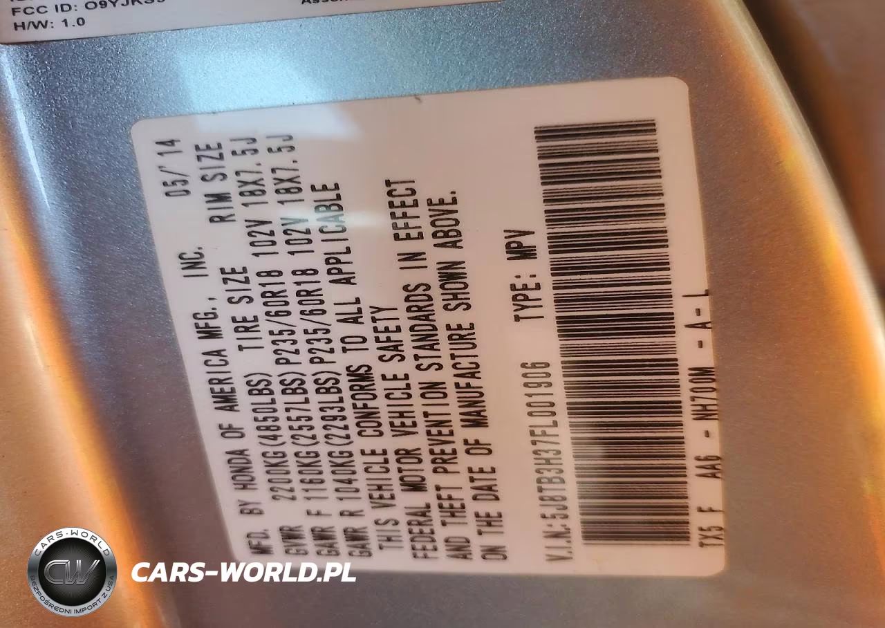 2015 Acura Rdx VIN:5J8TB3H37FL001906 - 12